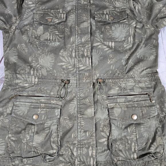 LL Bean Military Safari Palm Tropical Utility Cinch Waist Cotton Blend Jacket M - Picture 9 of 11